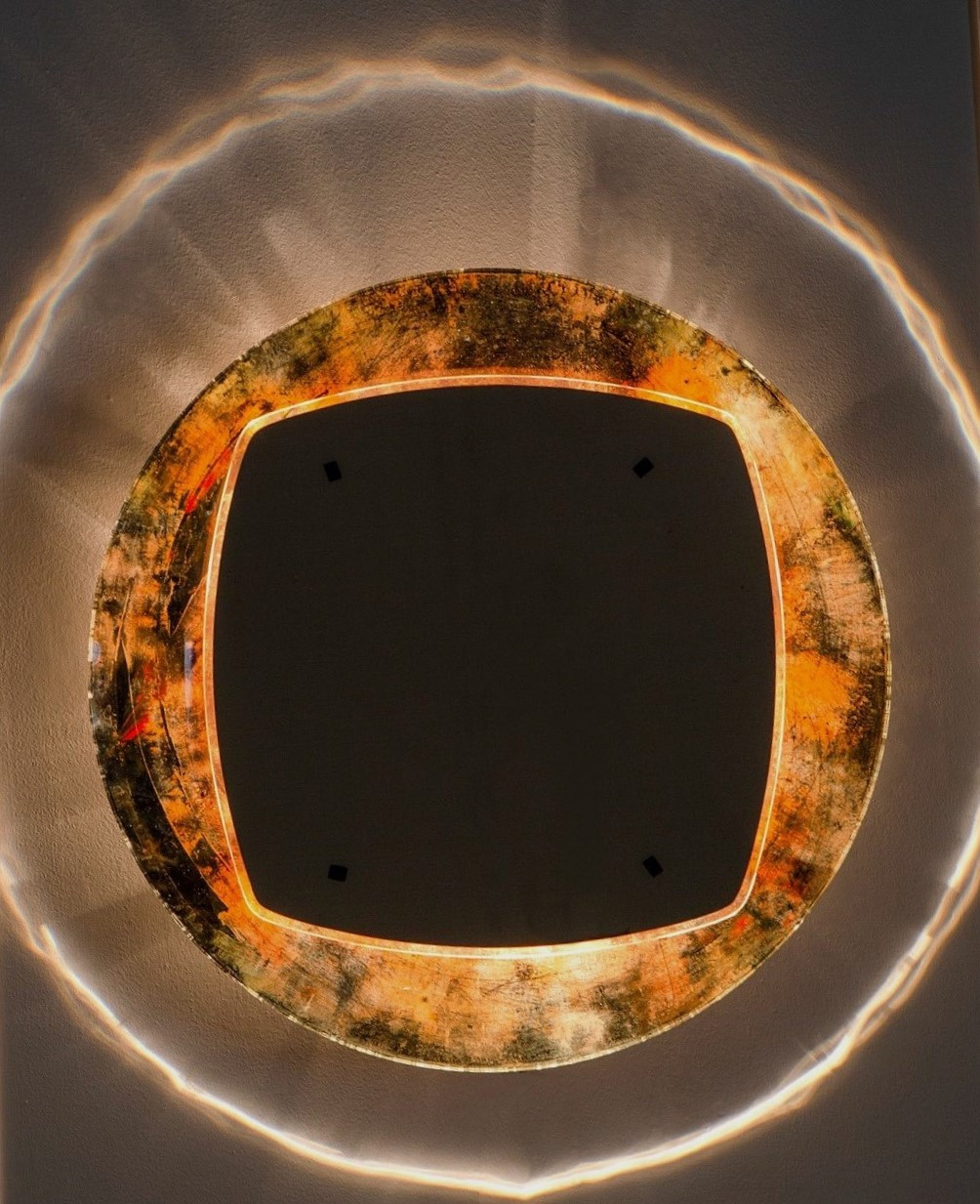 1950s Large Backliti Round Mirror by Heiti Sambrogio 