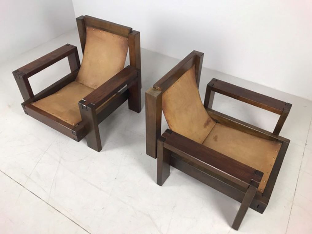 1970s Large Brutalists Armchairs 