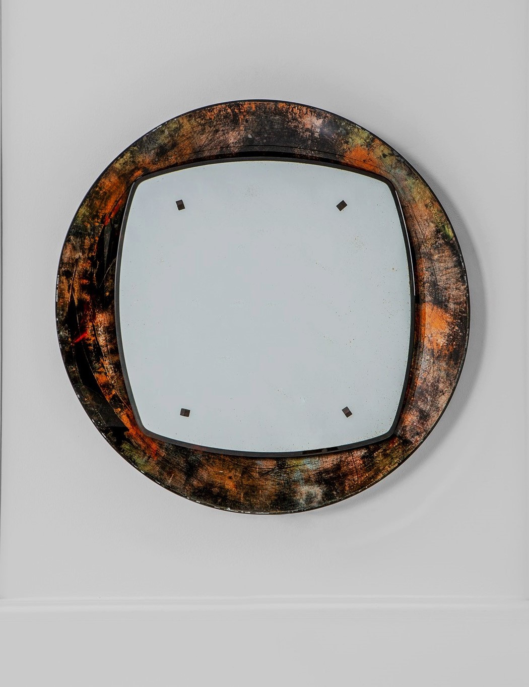 1950s Large Backliti Round Mirror by Heiti Sambrogio 