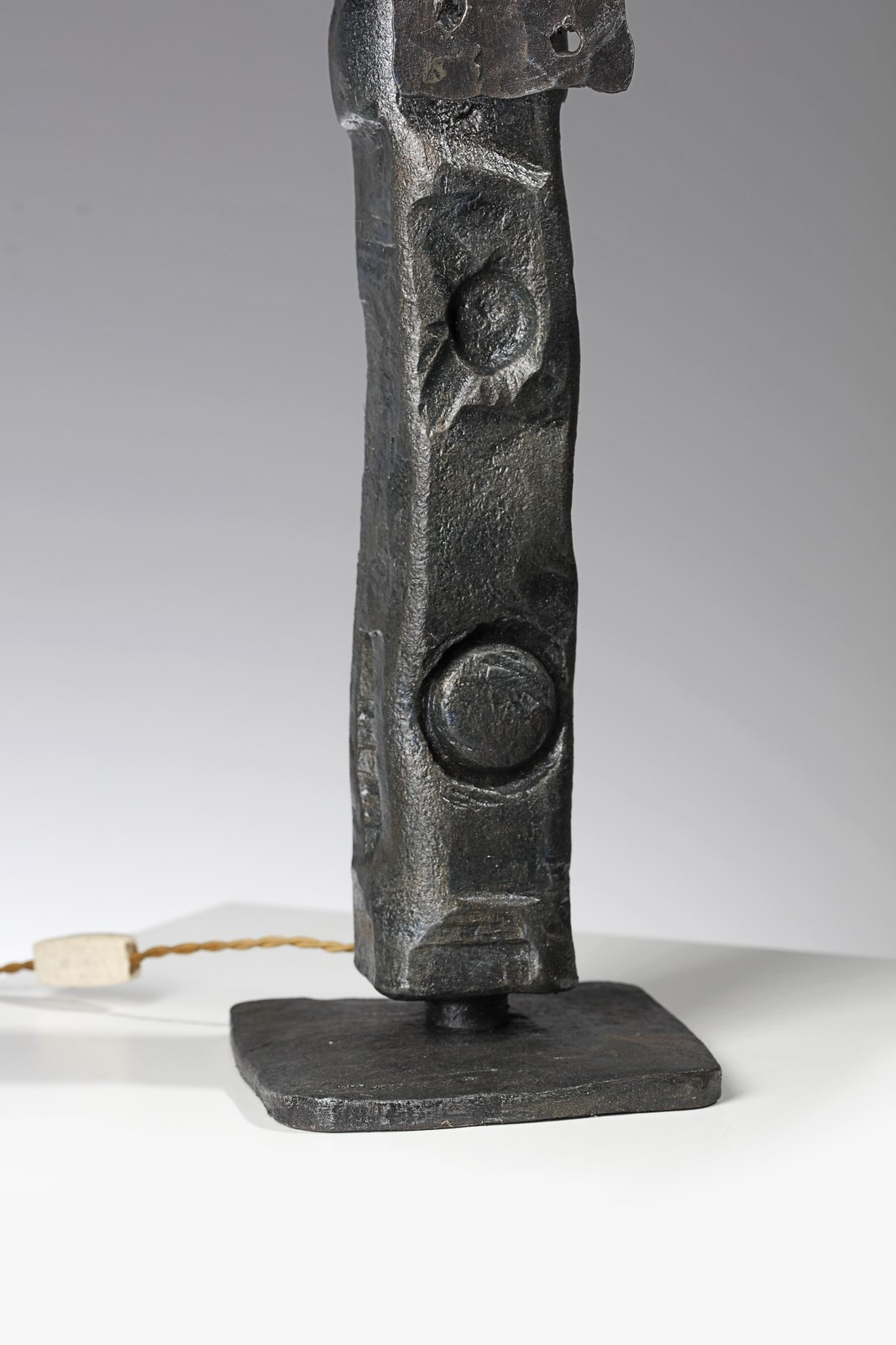 Large 70s Brutalist Wroght Iron Lamp by Salvino Marsura