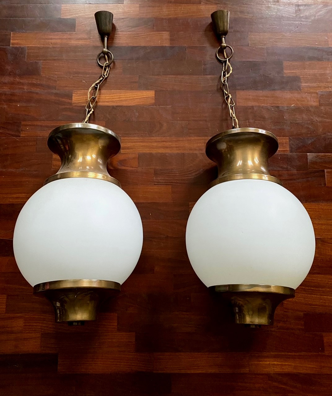 1950s Pair of Italian Lanterns attr. Lumen