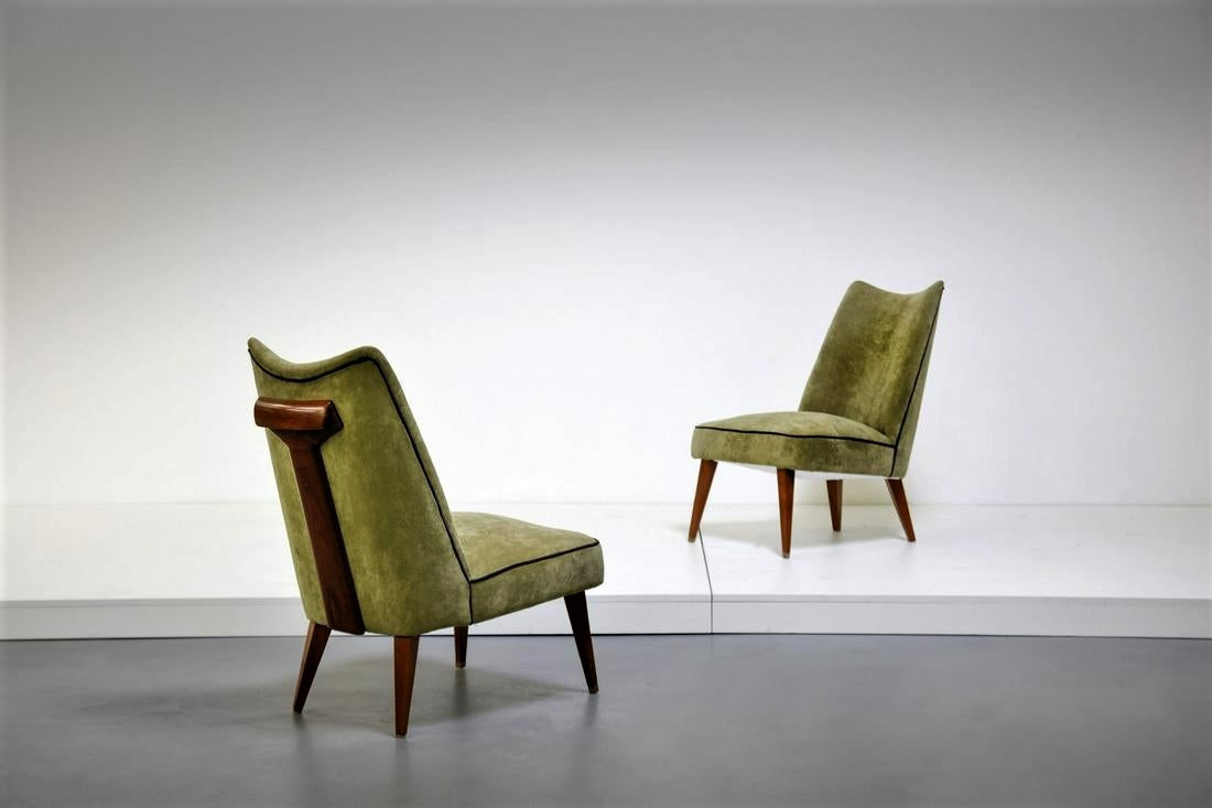 1940's Unique Pair of Side Chairs Attributed To Melchiorre Bega   SOLD SOLD SOLD 