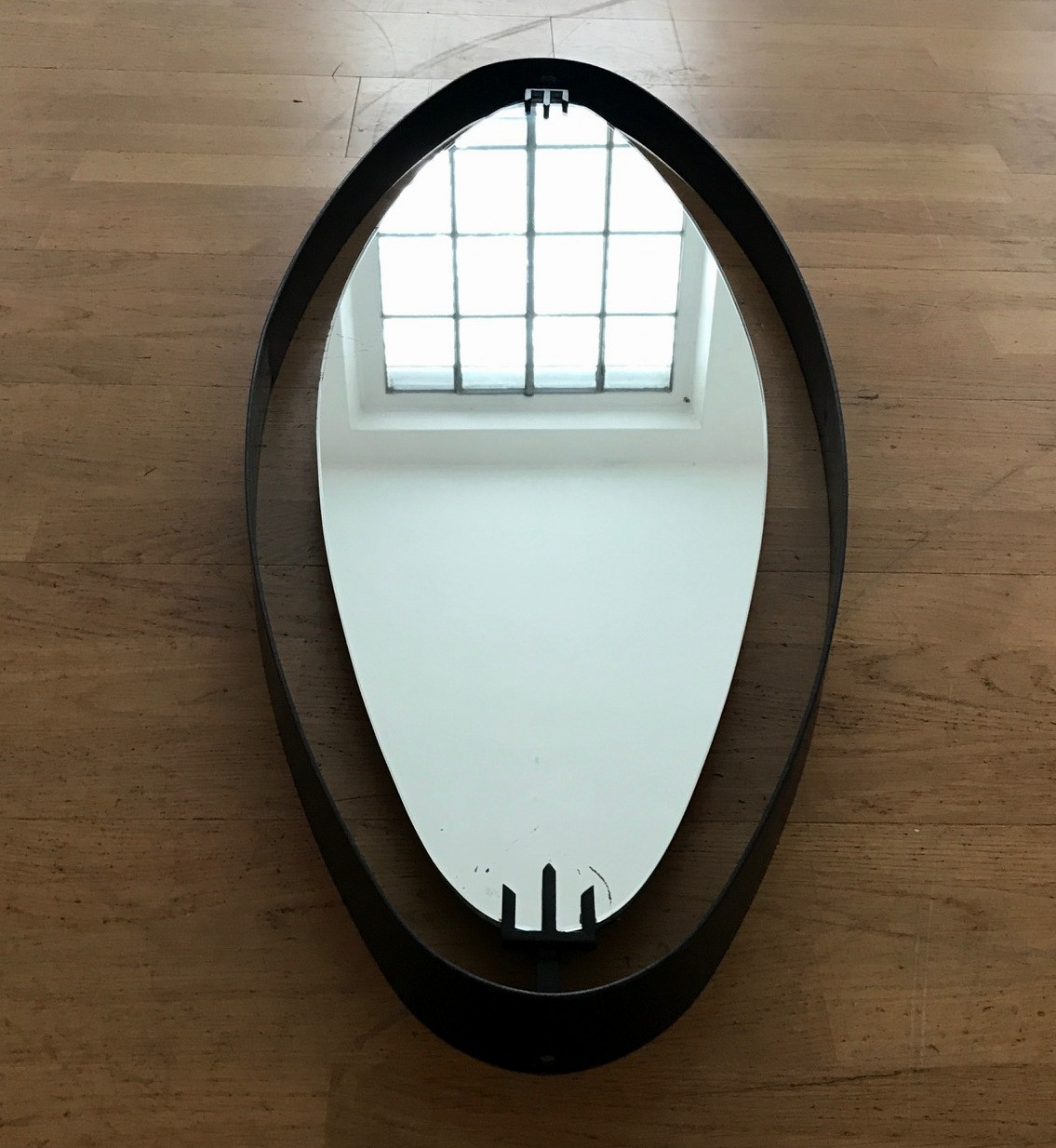 1950s Oval Mirror in Iron by Santambrogio e De Berti    ITEM ON SALE 