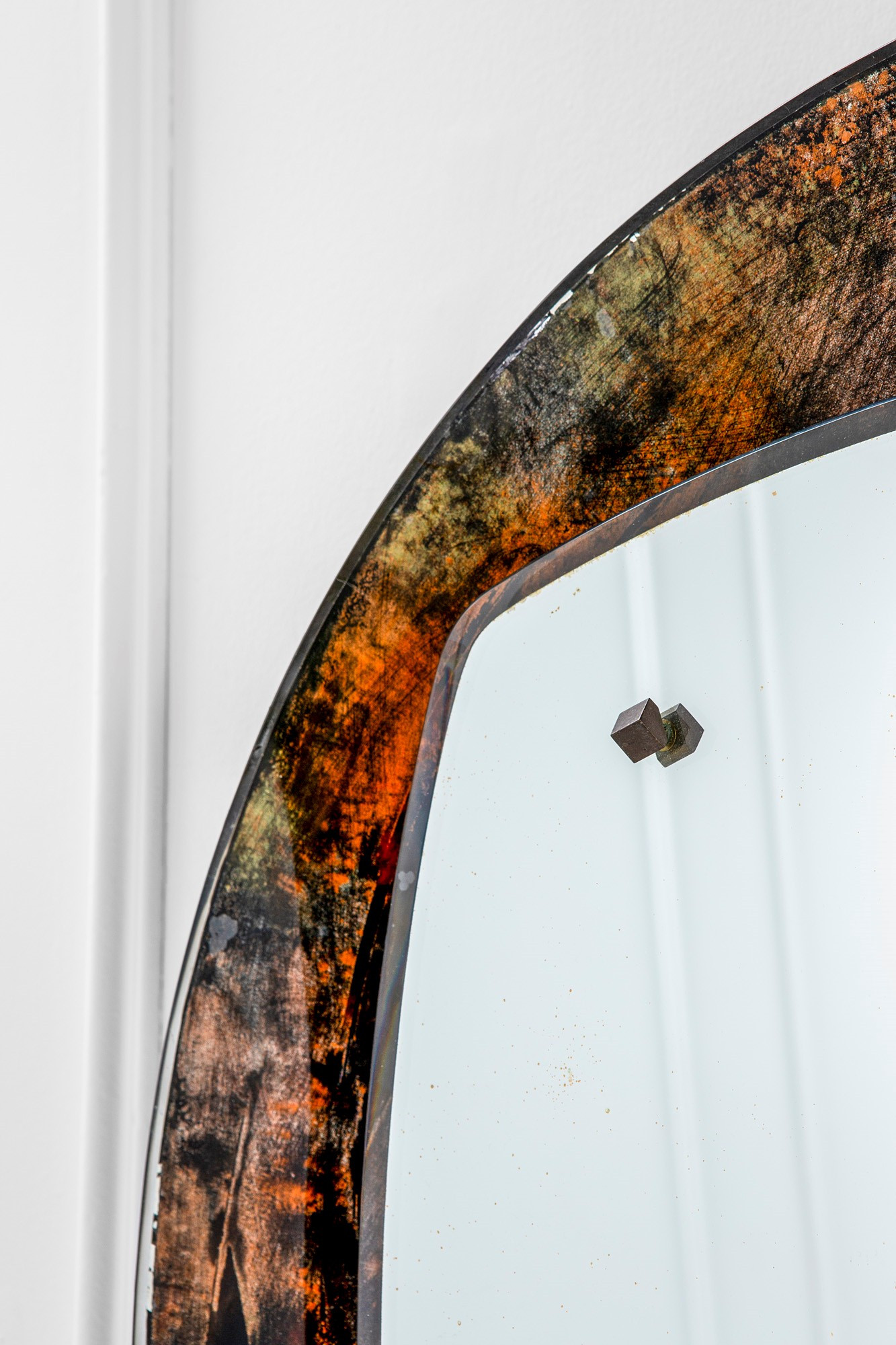 1950s Large Backliti Round Mirror by Heiti Sambrogio 