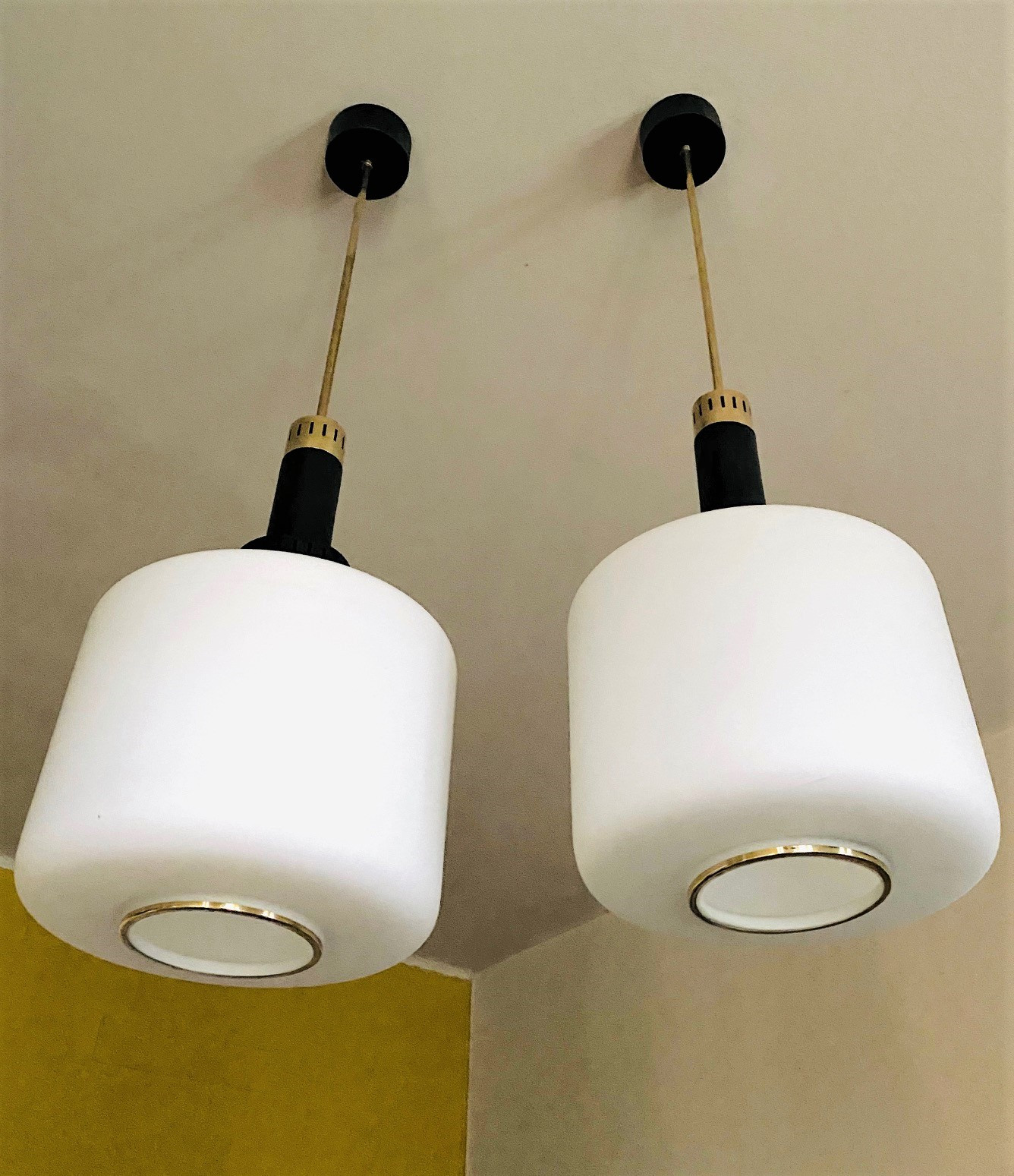 Stilnovo (Attributed) Pair of 50s  Pendants    1 AVAILABLE 