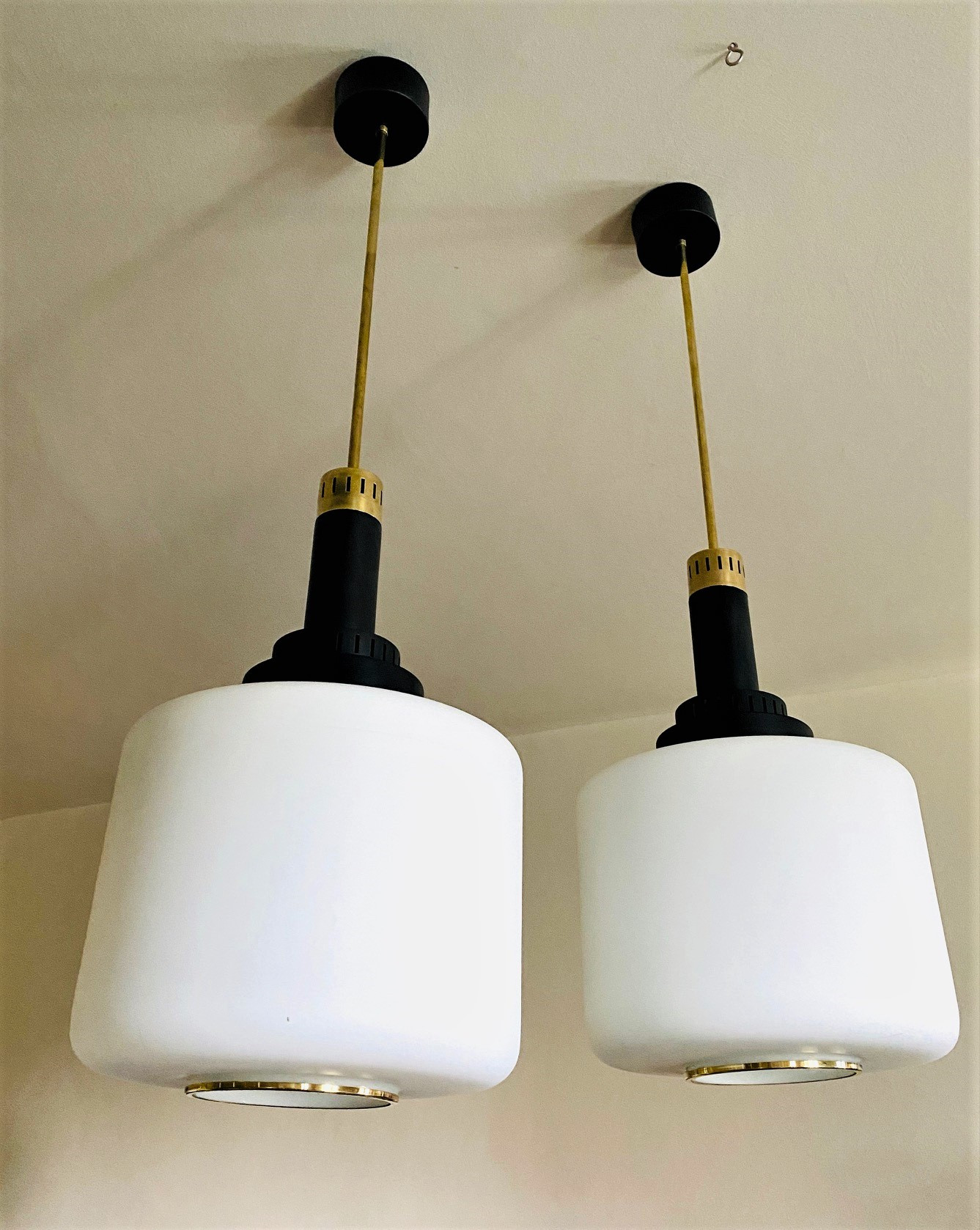 Stilnovo (Attributed) Pair of 50s  Pendants    1 AVAILABLE 