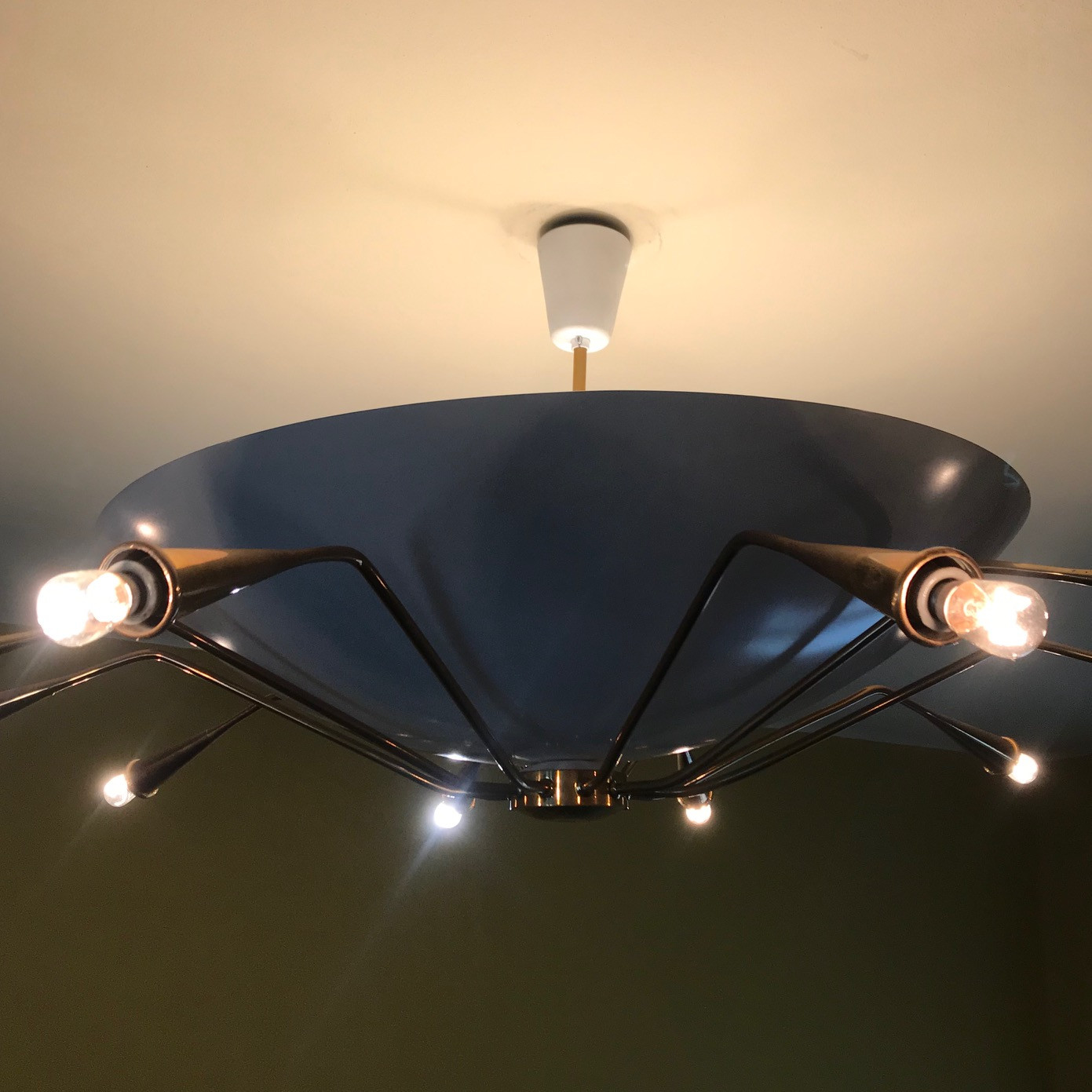 1950s Lumen Milano (Attributed) Italian Ceiling Light