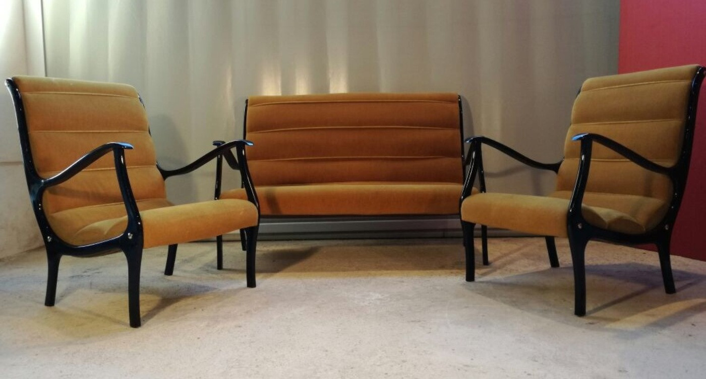 Late 50s- Mitzi-  Sofa and Armchairs  by Ezio Longhi for Elam