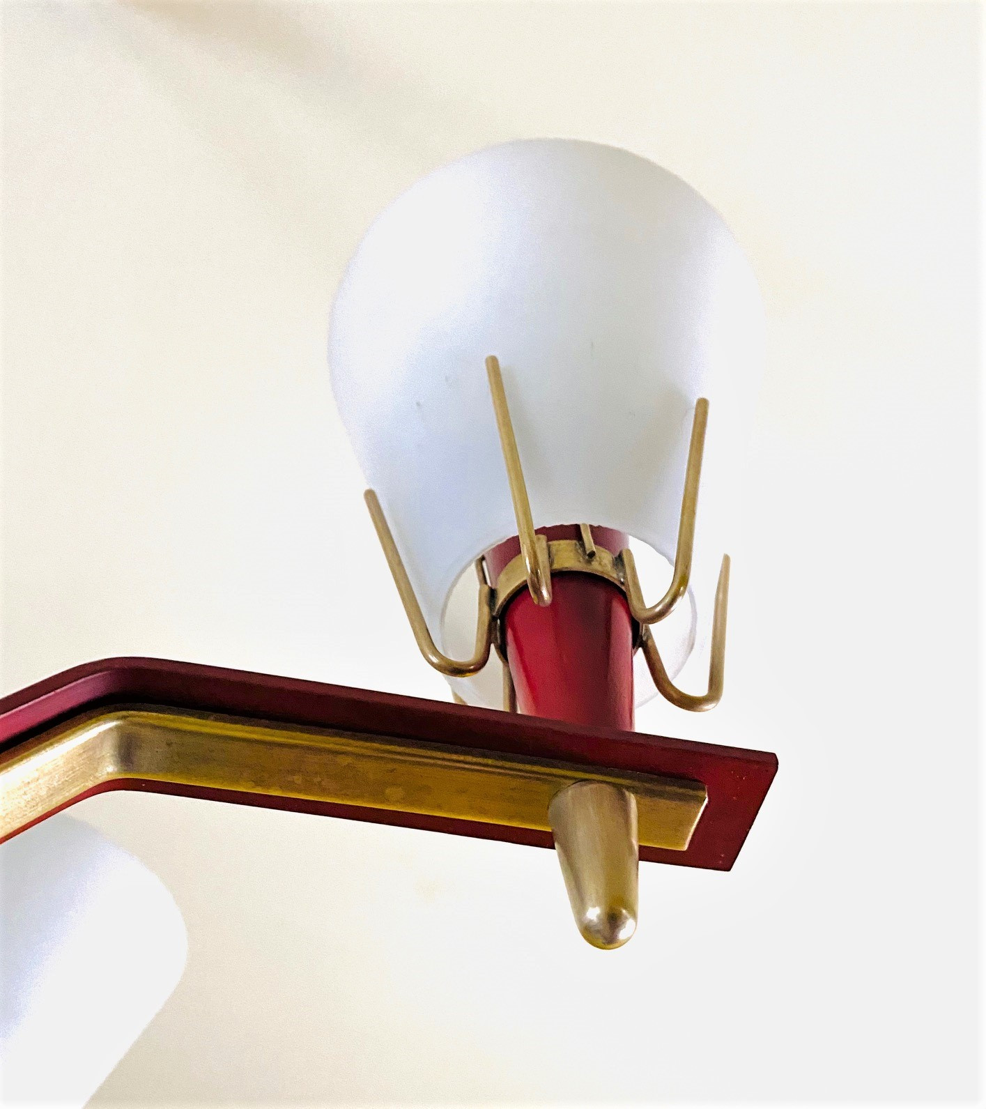 1950s Red Ceiling Light in the style of Arredoluce