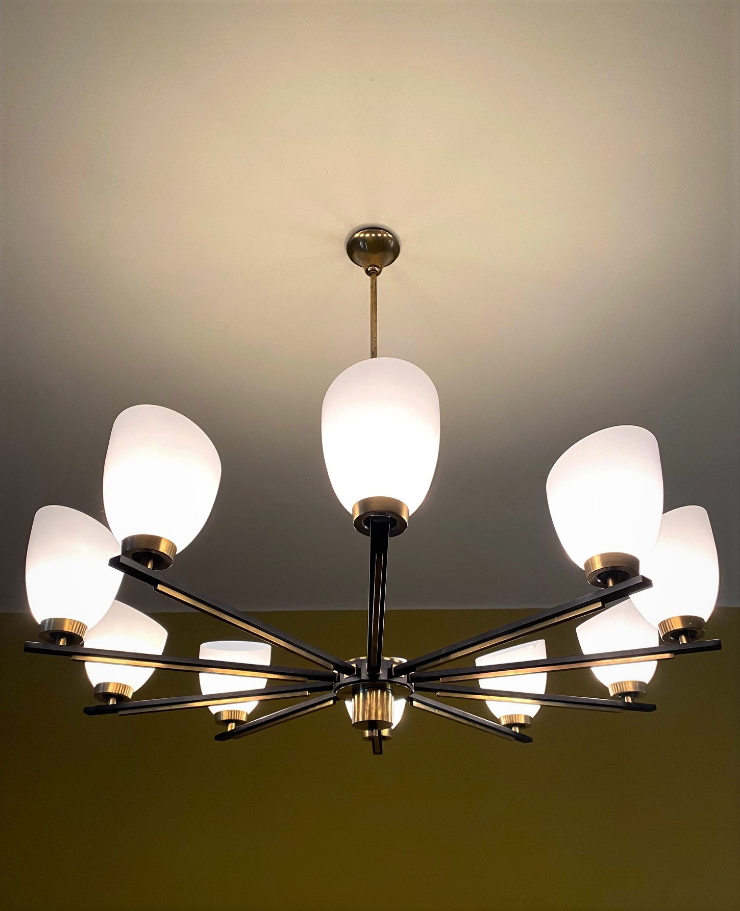 1950s Large Round Ceiling Light attr. to Lumen