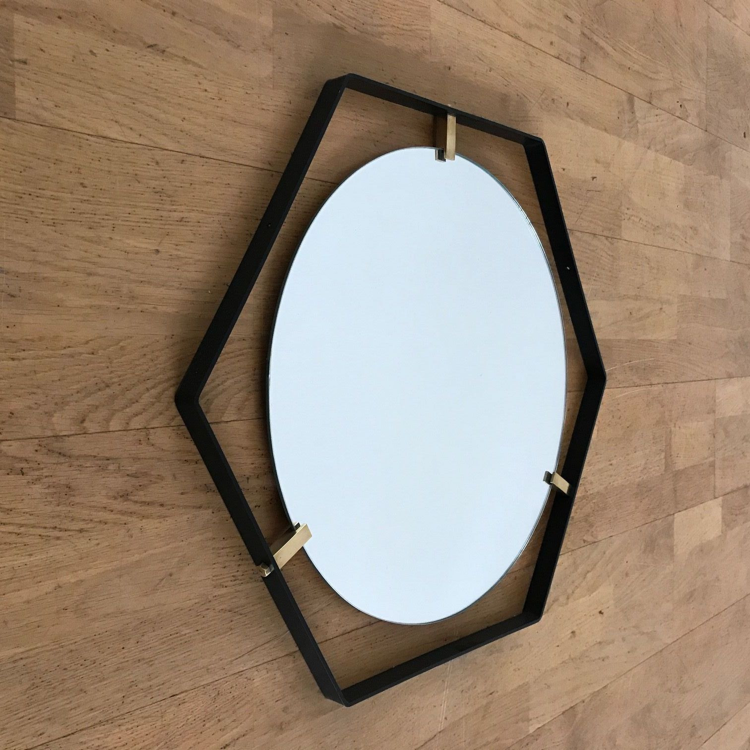 Pair of 1950s Hexagonal Mirrors    ITEM ON SALE 