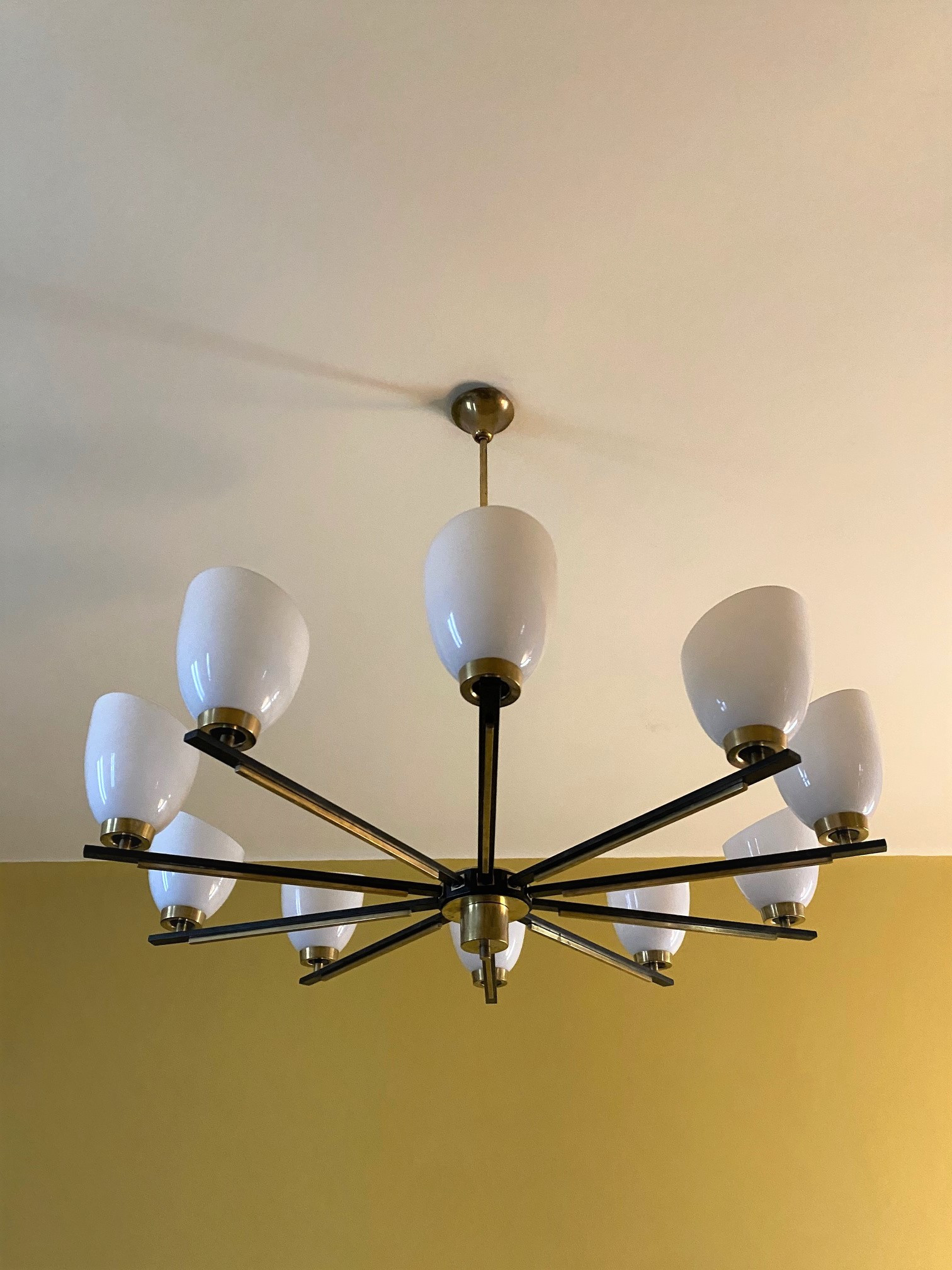 1950s Large Round Ceiling Light attr. to Lumen