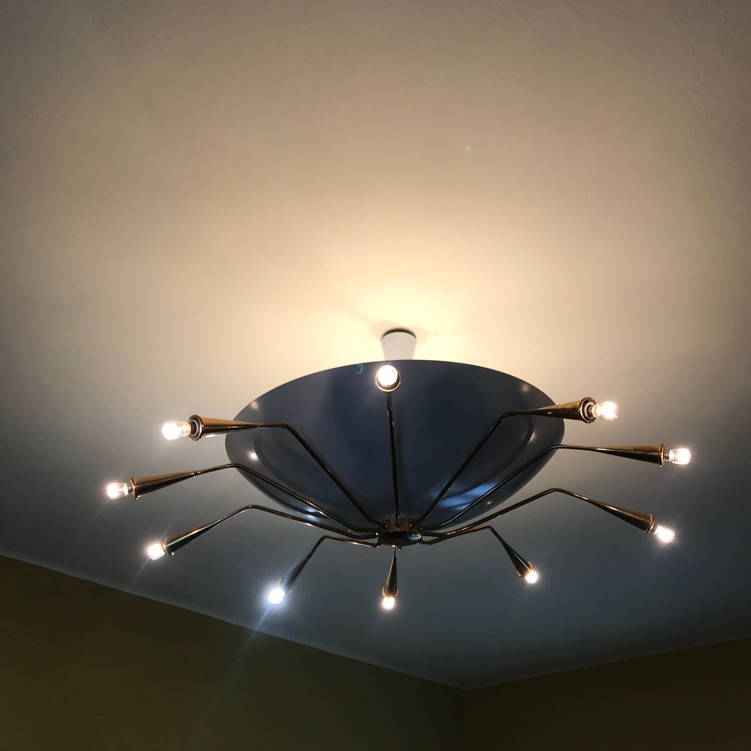 1950s Lumen Milano (Attributed) Italian Ceiling Light