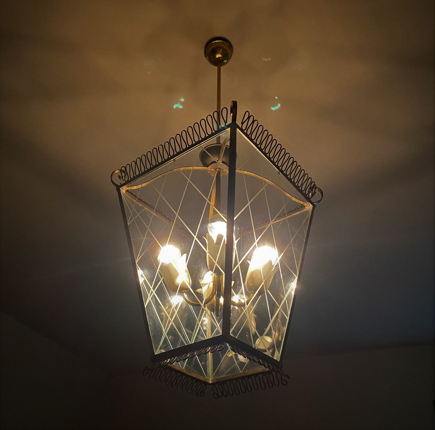 Late 1940s Lantern  in the style of Fontana Arte 