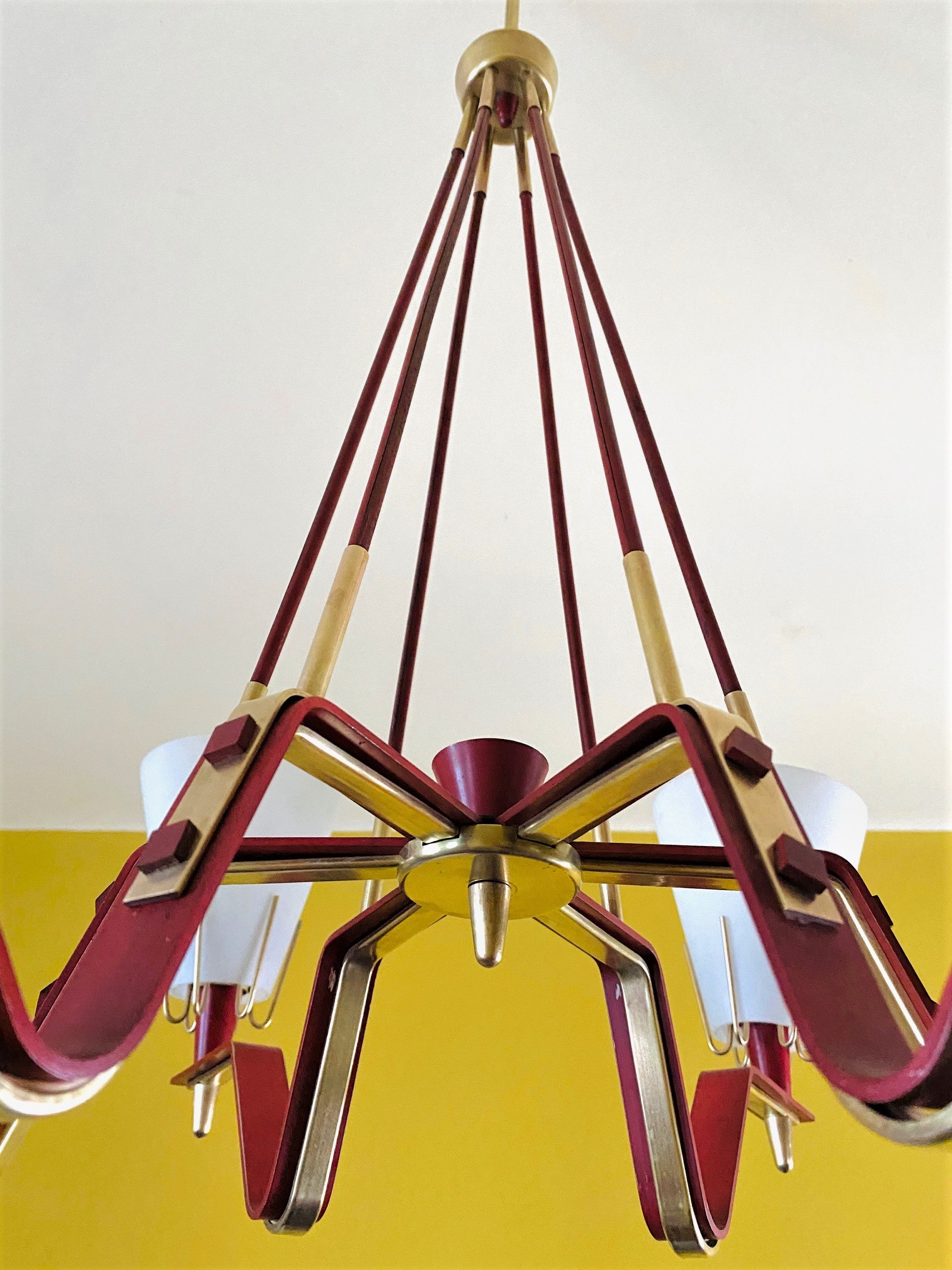 1950s Red Ceiling Light in the style of Arredoluce