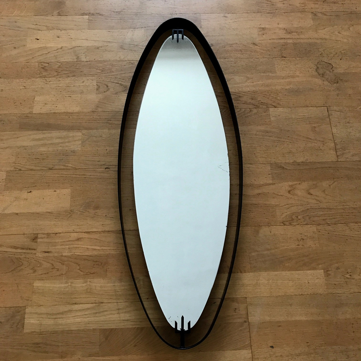 1950s Oval Mirror in Iron by Santambrogio e De Berti    ITEM ON SALE 