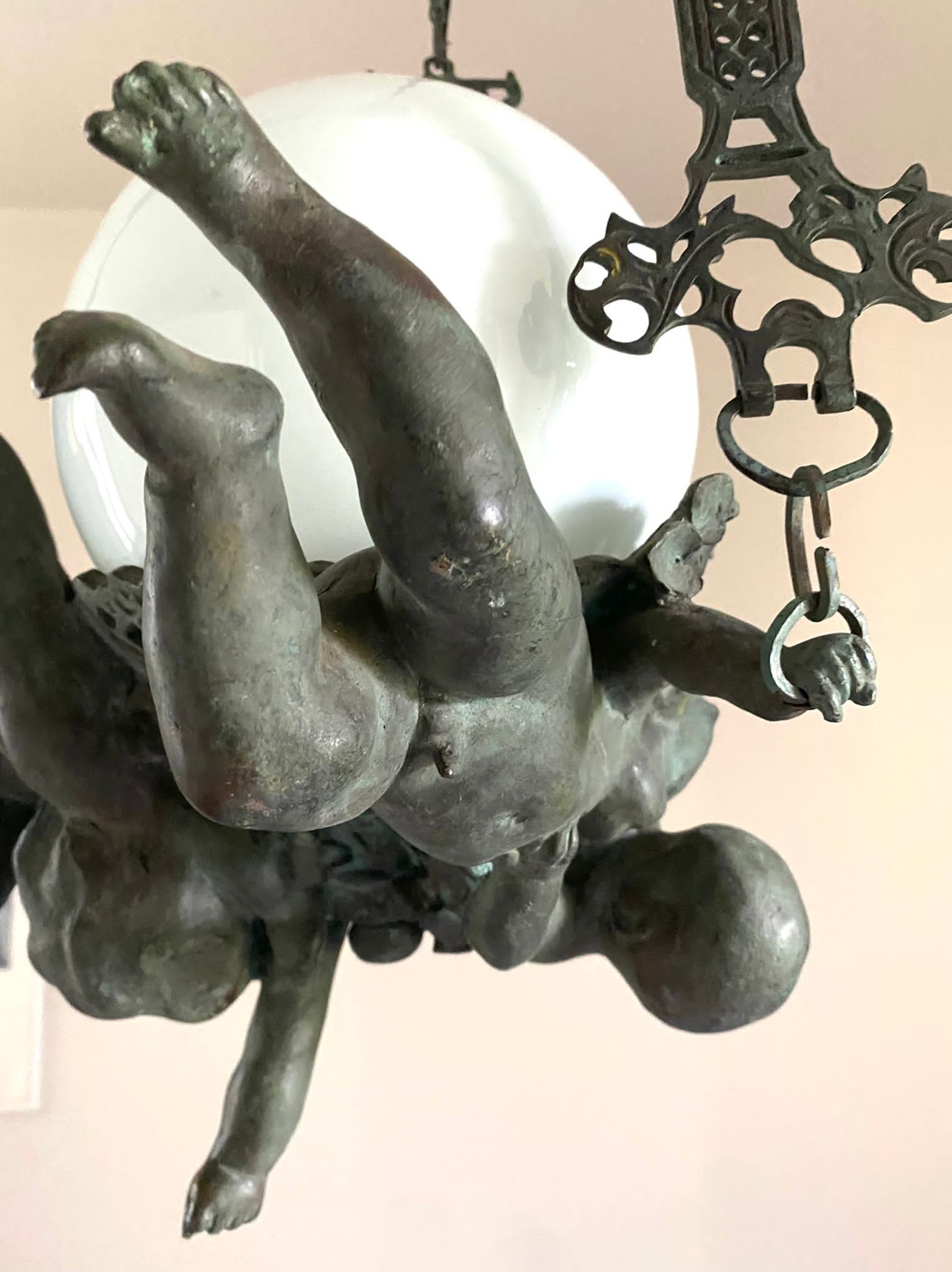 Early -20th Century - Italian Ceiling Light in Bronze 