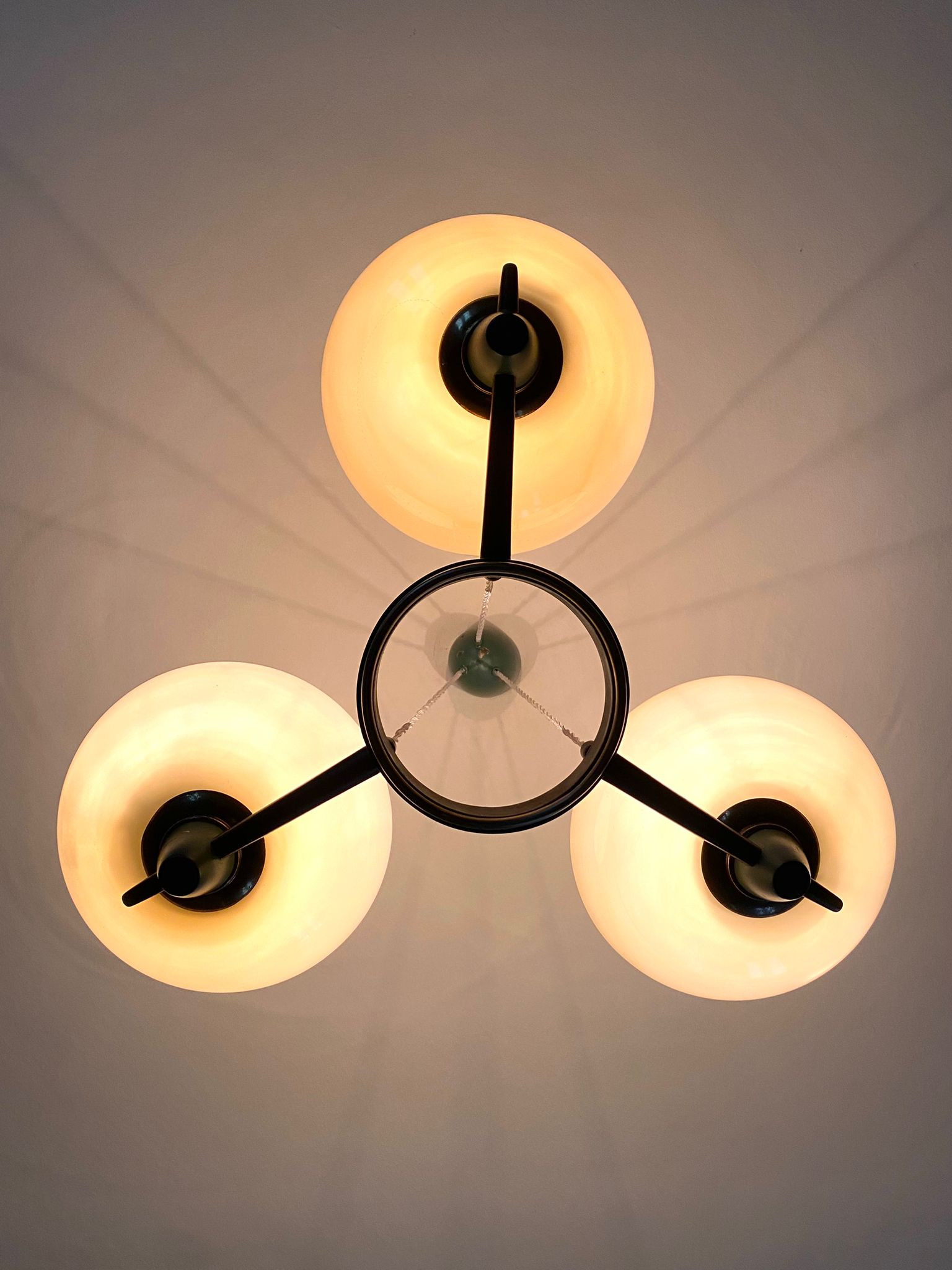 1940s Ceiling Light with 3 Murano Glasses
