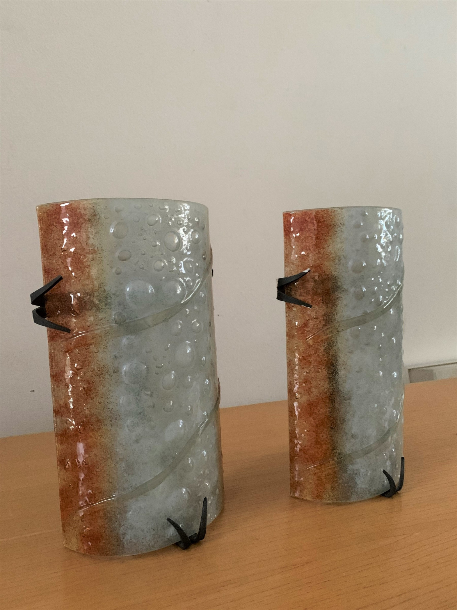 Pair of 80s Appliques in Glass