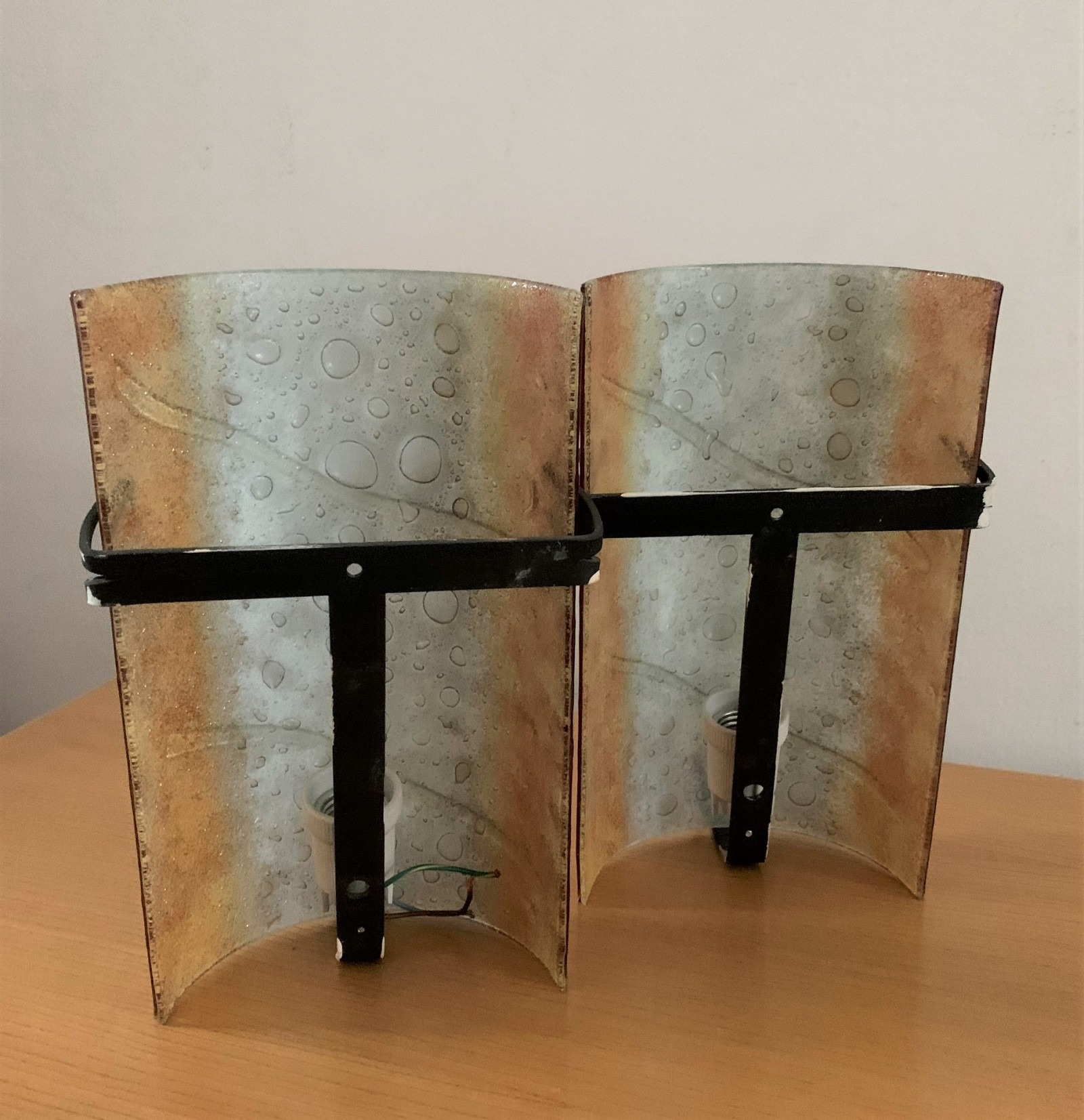 Pair of 80s Appliques in Glass