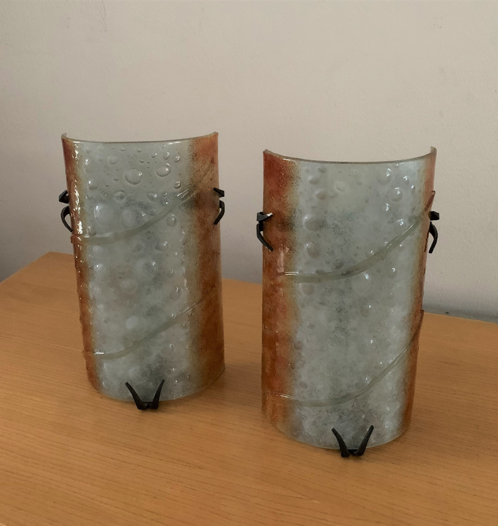 Pair of 80s Appliques in Glass