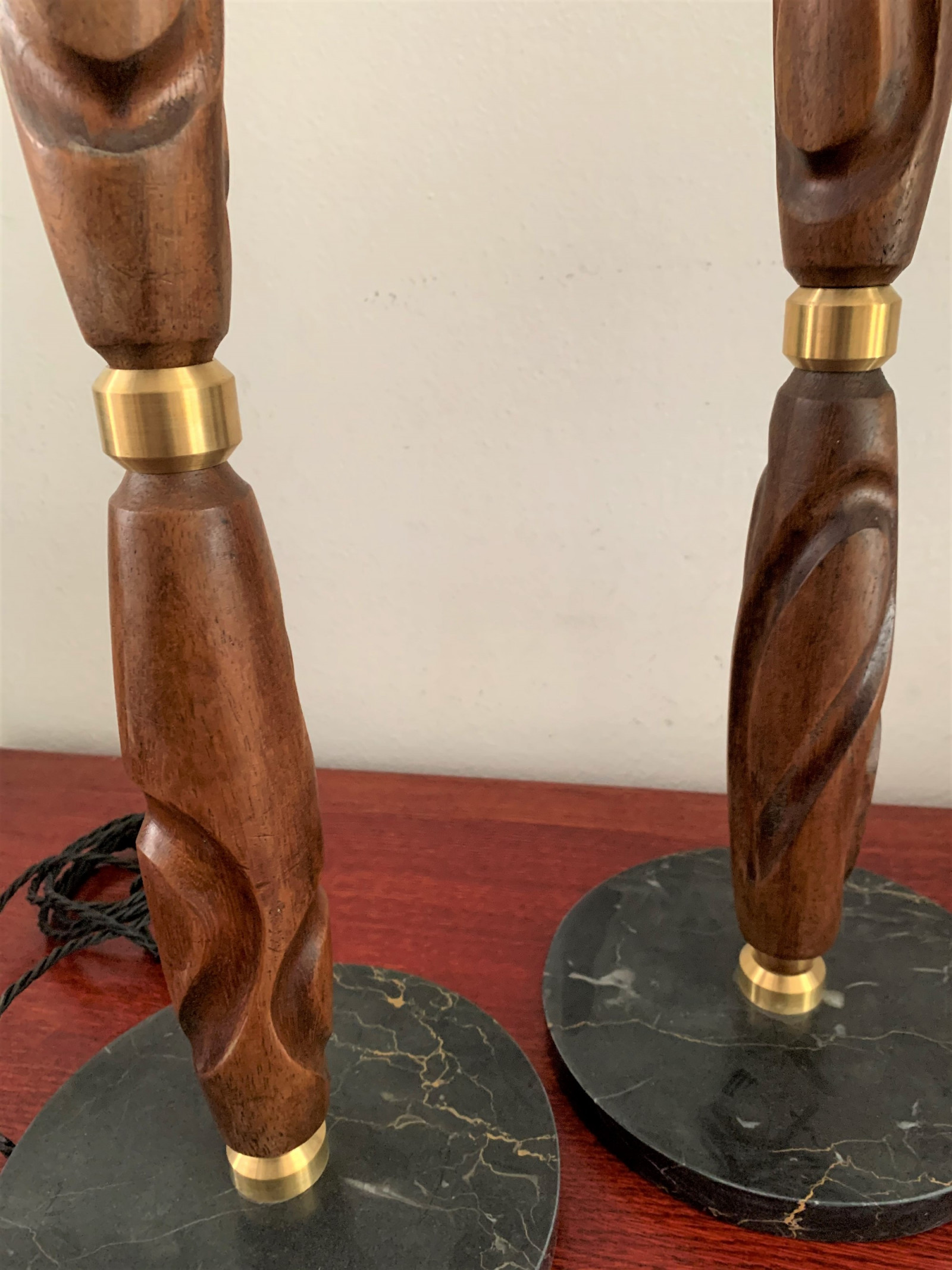 1950s Large Table Lamps Bases in Wood and marble   ITEM ON SALE £ 990