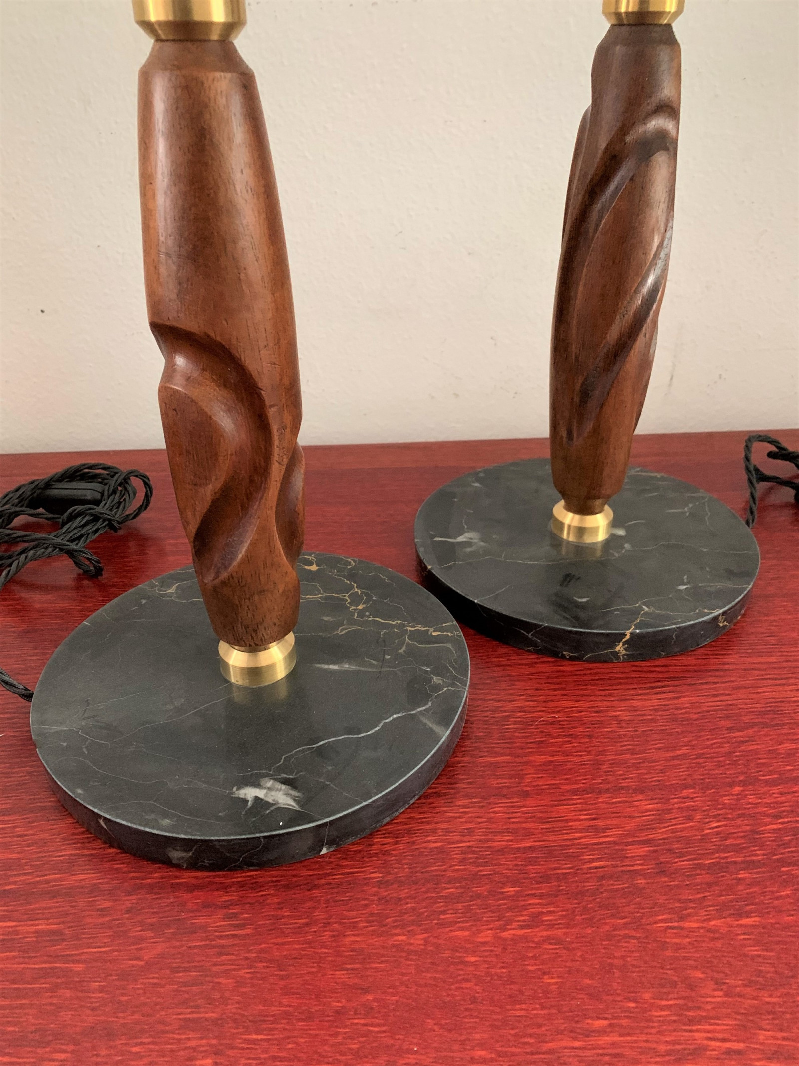 1950s Large Table Lamps Bases in Wood and marble   ITEM ON SALE £ 990