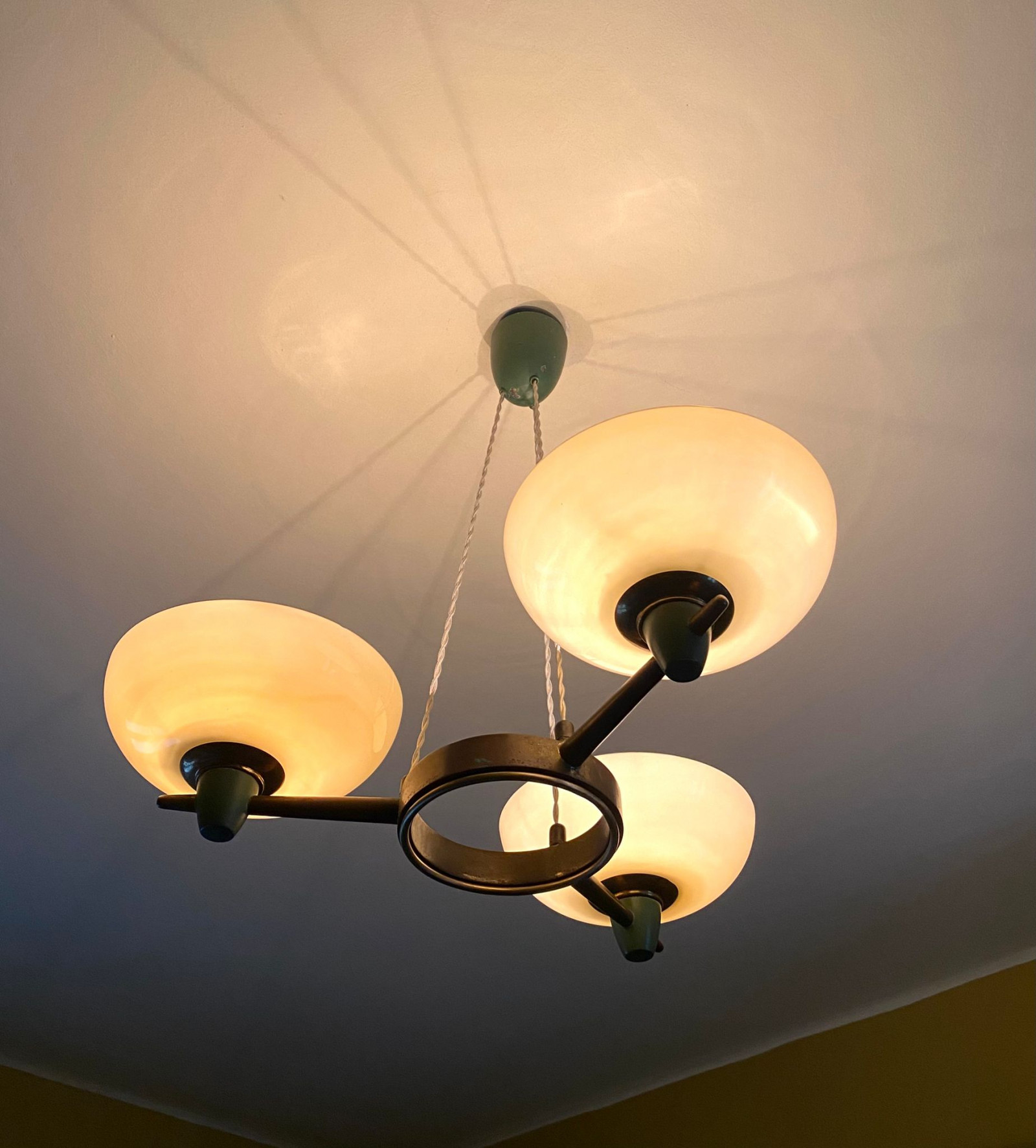 1940s Ceiling Light with 3 Murano Glasses
