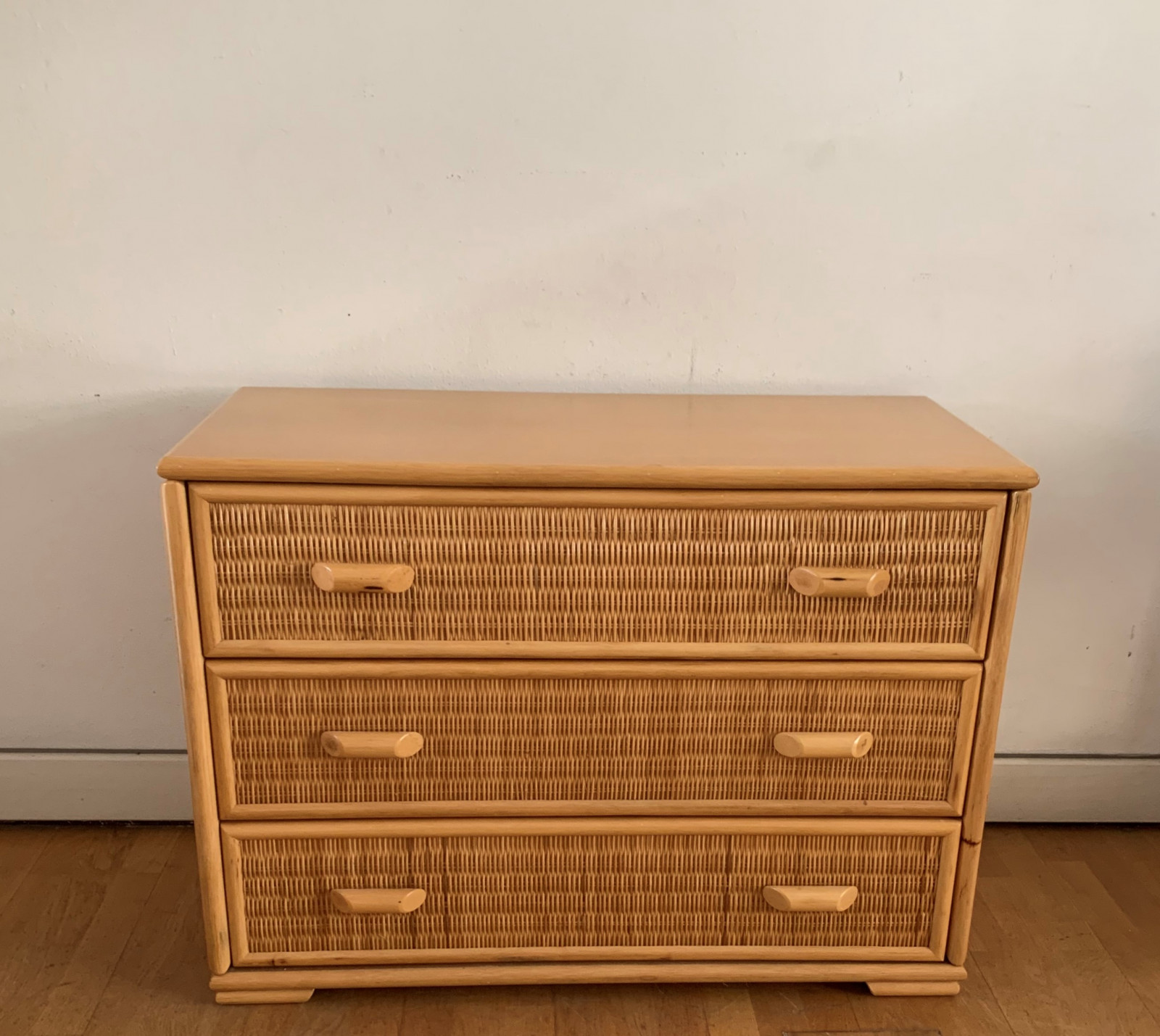 1970s Italian Wicker Chest of Drawers in the style of Vivai del Sud
