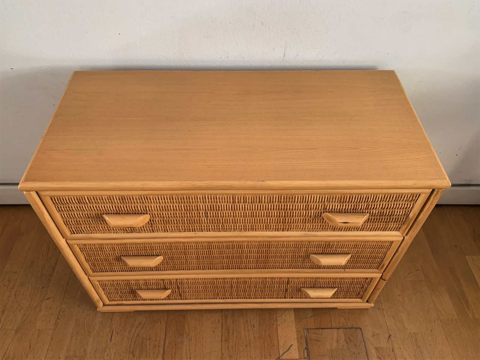 1970s Italian Wicker Chest of Drawers in the style of Vivai del Sud