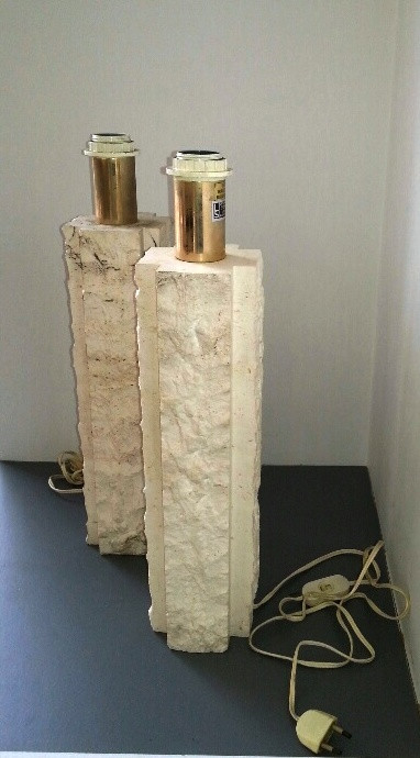 Brutalist 70's travertine lamps