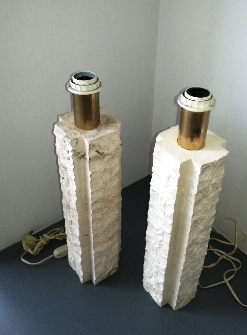 Brutalist 70's travertine lamps