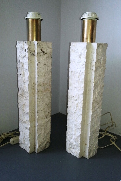 Brutalist 70's travertine lamps