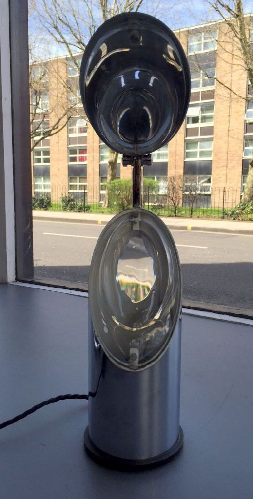 1970's Oscar Torlasco  Chromed and Glass Table Lamp 