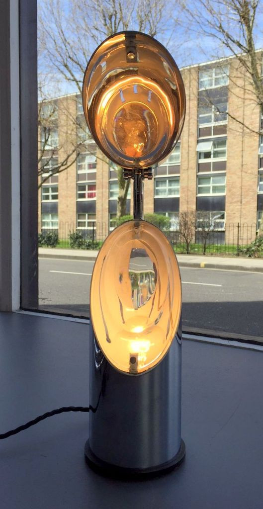 1970's Oscar Torlasco  Chromed and Glass Table Lamp 