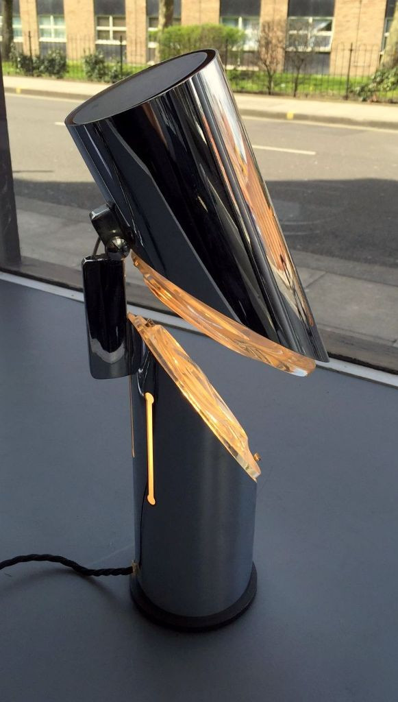 1970's Oscar Torlasco  Chromed and Glass Table Lamp 