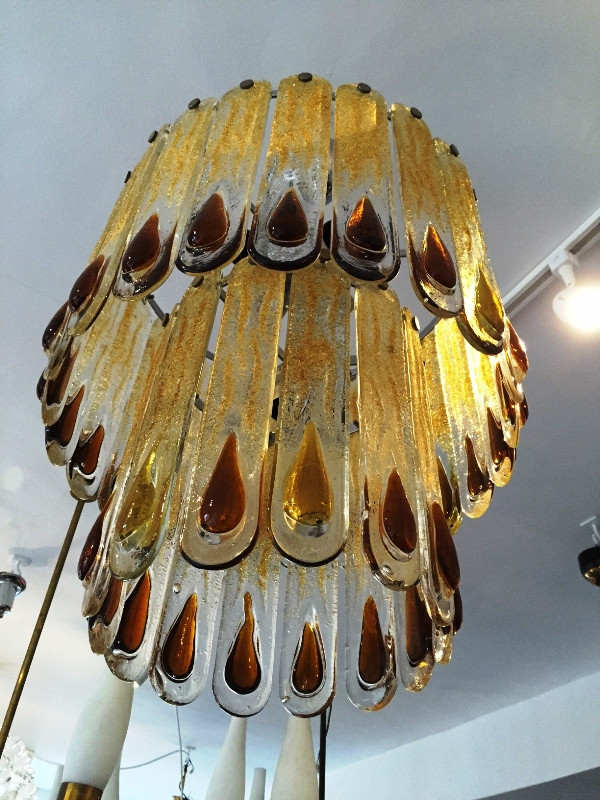1970's Two Tiers Murano Glass Ceiling Light