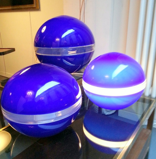 Amazing - 60's- Blue lamps by Mazzega