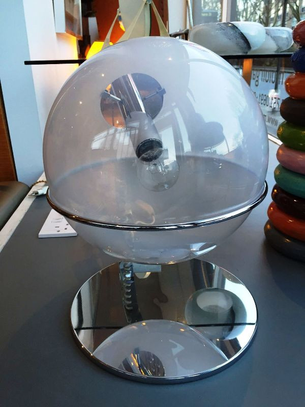 1970's Chrome And Glass Table Lamp