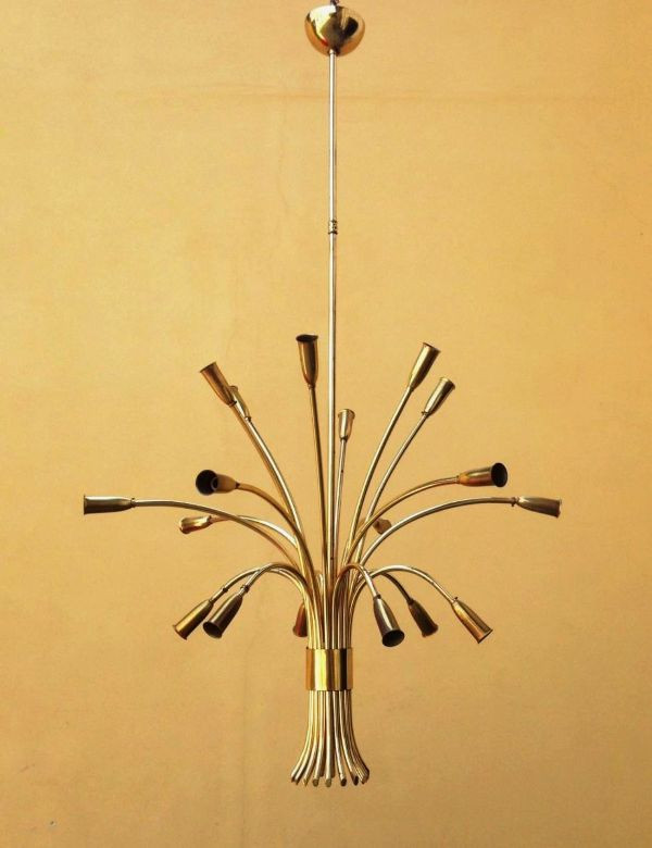 Stunning Late 1950's Brass Ceiling Light By Lumi Milano