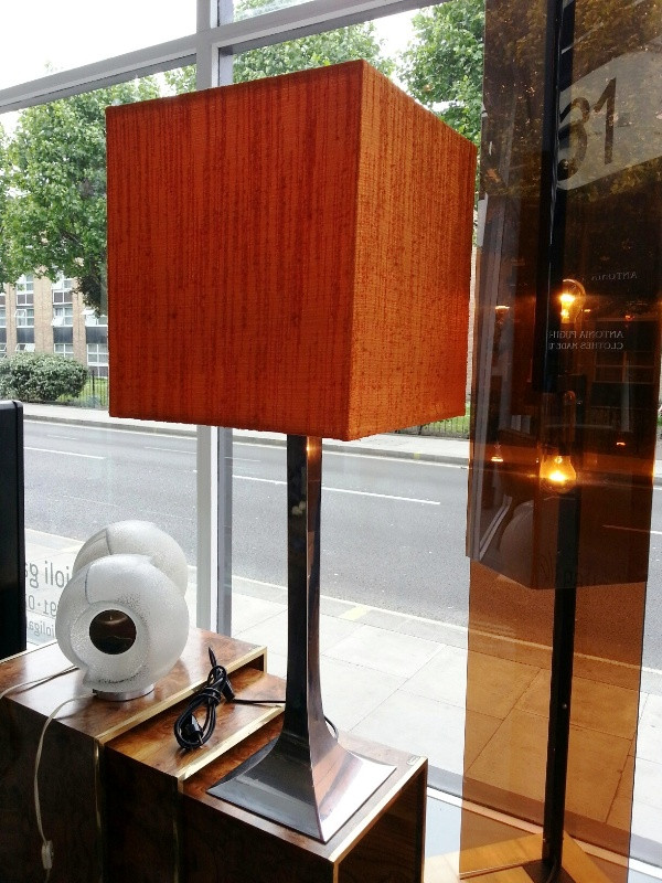 1970's Chromed tall table lamp