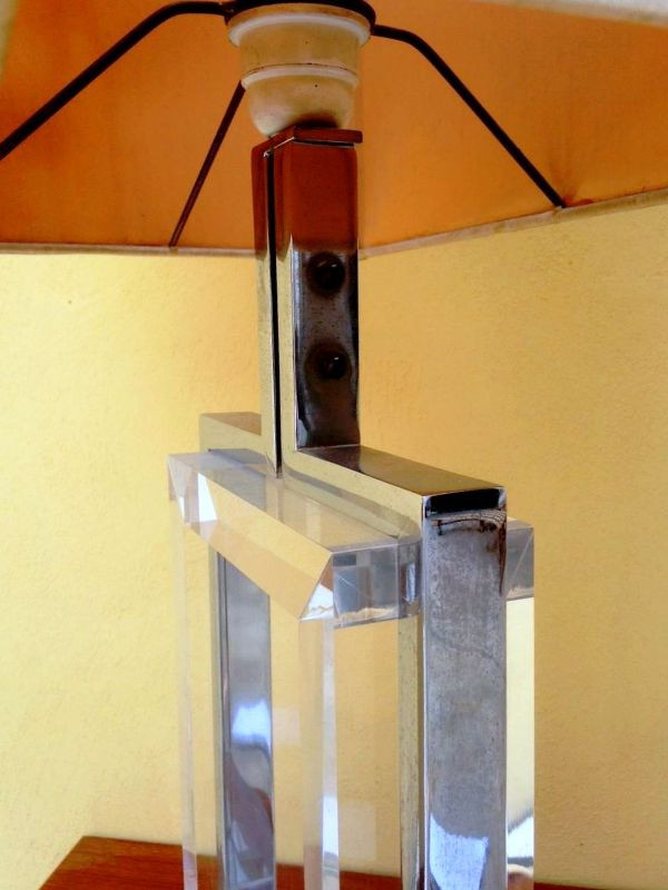 1970's French Lucite Table Lamp