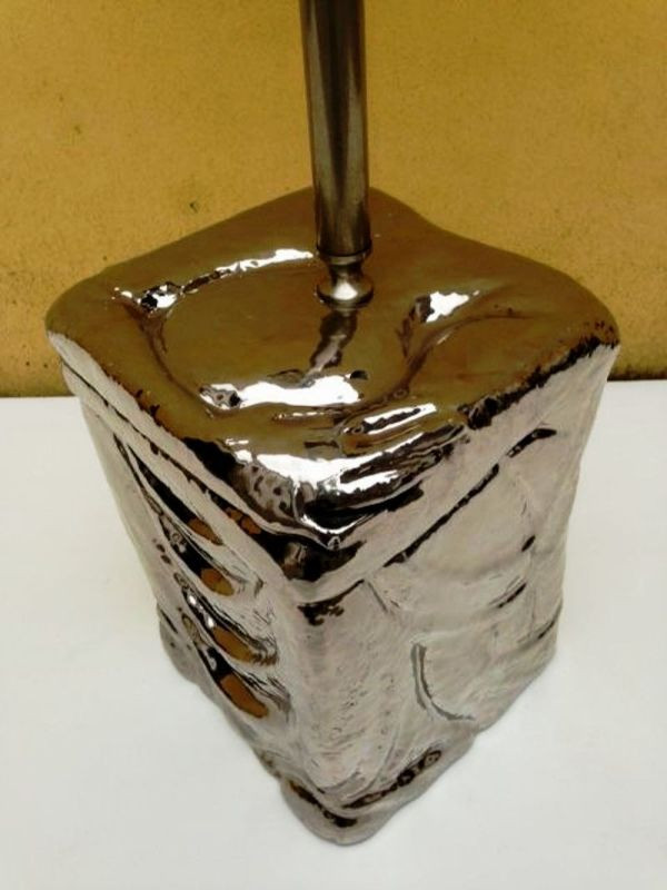 1960's Sculptural Lustre Ware Ceramic Lamp by Manifattura Zaccagnini