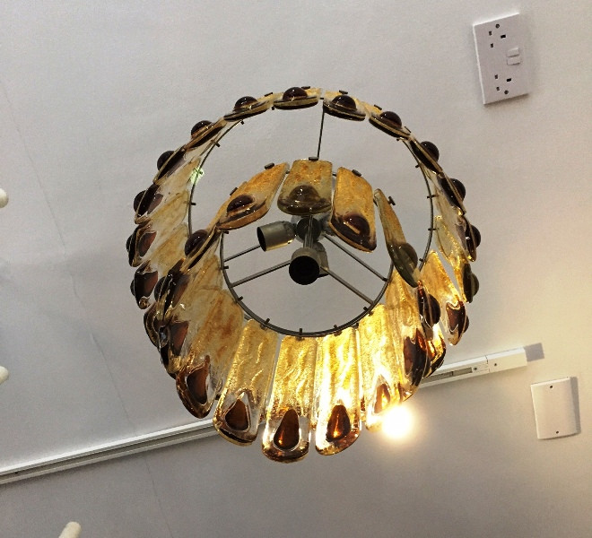 1970's Two Tiers Murano Glass Ceiling Light
