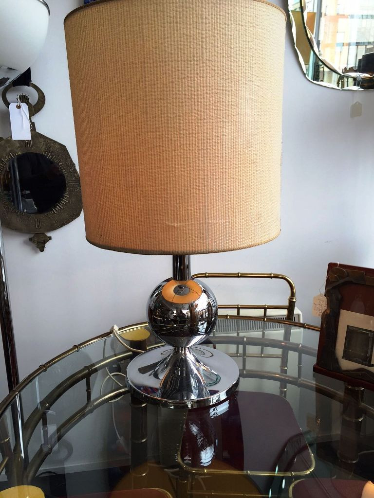 1970's French chrome lamp with original shade