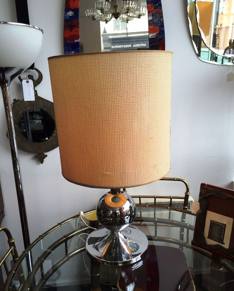 1970's French chrome lamp with original shade