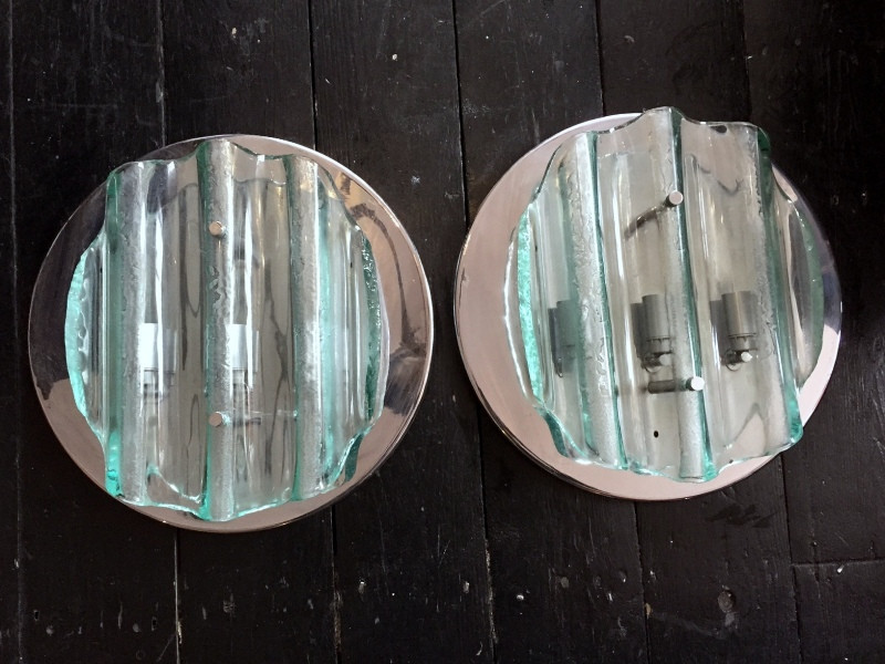 1970's Large Round Wall Lights