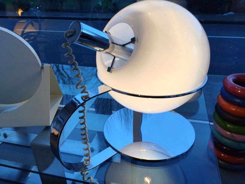 1970's Chrome And Glass Table Lamp