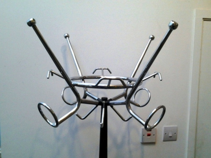 1950's Coat stand in iron and chromed metal