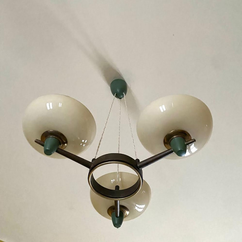 1940s Ceiling Light with 3 Murano Glasses